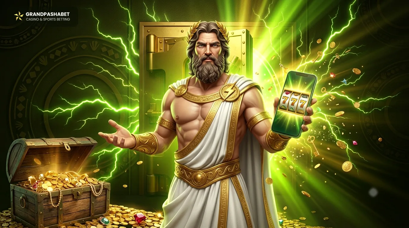 Grandpashabet bonus — Zeus elinde 777 gösteren telefonla