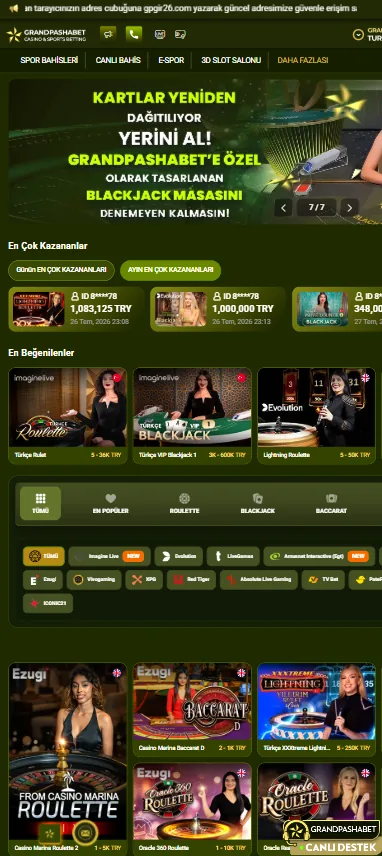 Mobil canlı casino görünüşü